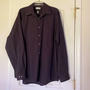Men’s XL brown with blue pinstripe dress shirt.